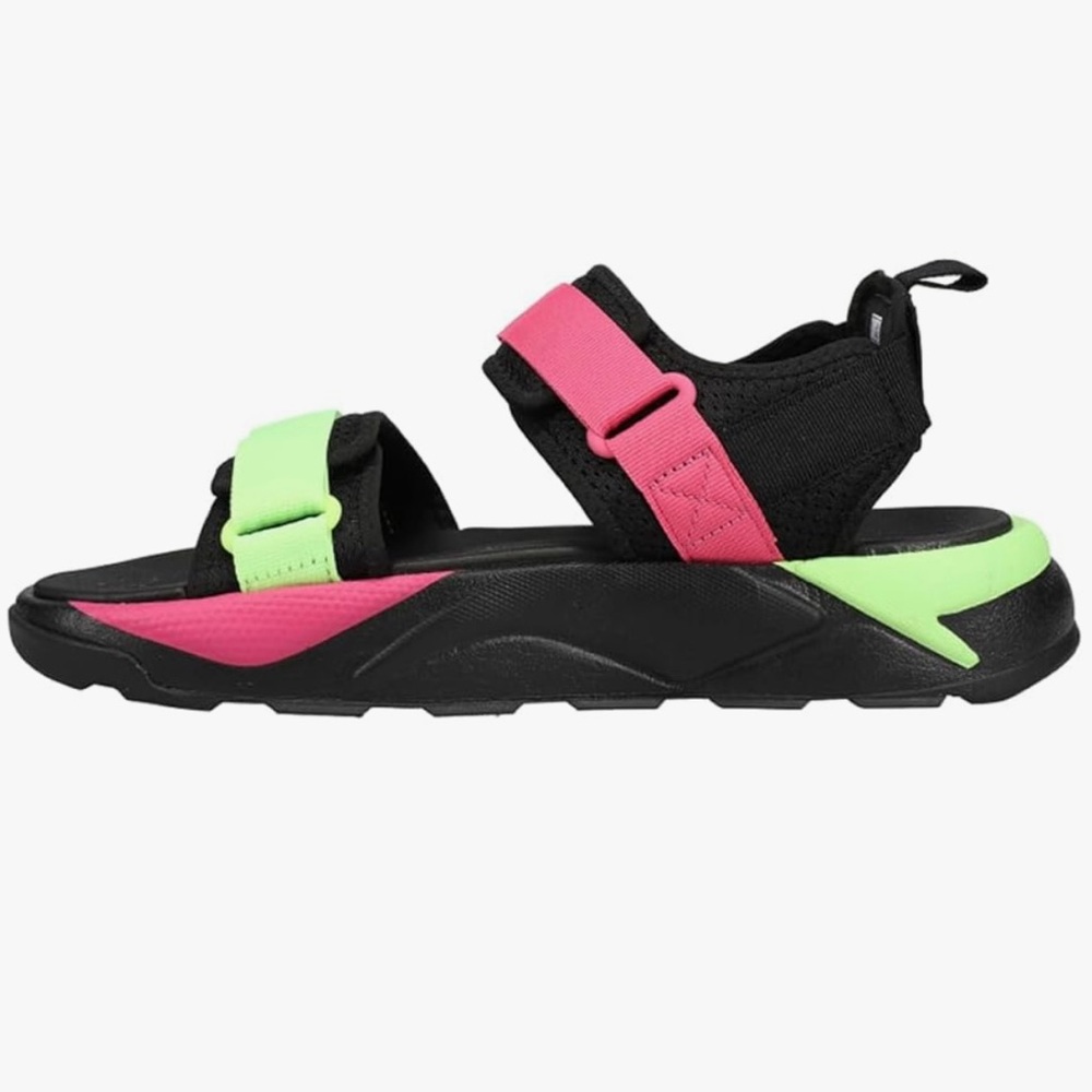 Puma Black Sandals with Pink and Green Straps - Picture 3 of 5